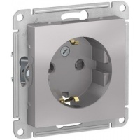 Механизм розетки 1-м СП ATLAS DESIGN с заземл. защ. шторки 16А алюм. SchE ATN000345