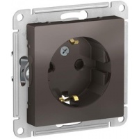Механизм розетки 1-м СП ATLAS DESIGN с заземл. защ. шторки 16А мокко SchE ATN000645
