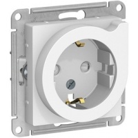 Механизм розетки 1-м СП ATLAS DESIGN с заземл. защ. шторки с выталк. 16А бел. SchE ATN000147